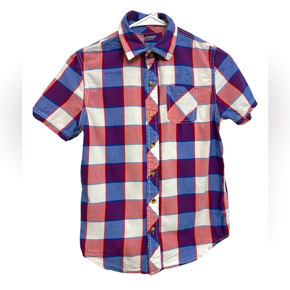 Arizona Jeans Boy’s Plaid Short Sleeve Shirt Size 10/12